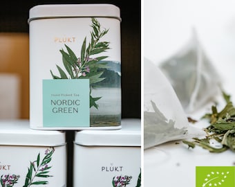 NORDIC GREEN TEA - gesund, luxuriös, biologisch abbaubar, koffeinfreier, fermentierter Weidenröschen-Tee, Soilon-Teebeutel, Netz-Teebeutel, loser Tee.