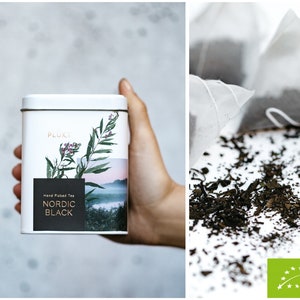 NORDIC BLACK TEA healthy, luxurious, biodegradable, caffeine-free, fermented fireweed tea, eco tea bags, mesh bags,organic, housewarming image 2