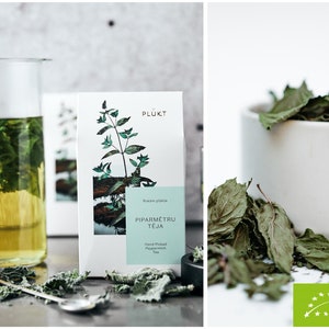 Peppermint Tea - Nordic hand picked,loose leaves, crisp taste, mint, menthol, tea ritual, organic, natural, healthy tea, tea set, relax image 2