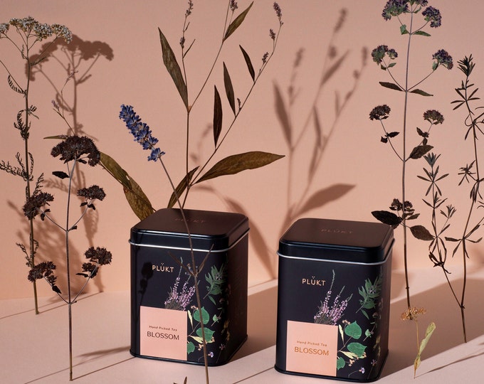 BLOSSOM tea - Nordic blend, hand-picked tea, pyramid tea bags, biodegradable,summer meadows packaging,flower tea,calming ritual,housewarming