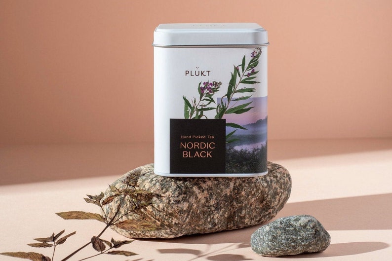 NORDIC BLACK TEA healthy, luxurious, biodegradable, caffeine-free, fermented fireweed tea, eco tea bags, mesh bags,organic, housewarming image 1