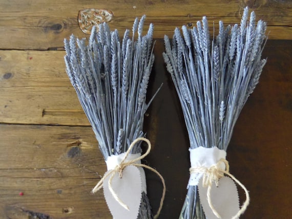 Rustic Arrangement Dried Wheat Flowers Blue Wedding Etsy