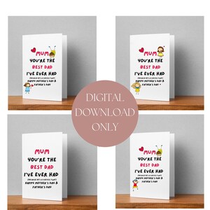 Biglietto stampabile "Mamma, sei il miglior papà" - Download digitale - Stampa-Taglia-Piega a 5 x 7- 4 versioni
