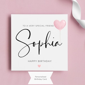 Personalised Friend Birthday Card, Customised Friend Card, Favourite Person, Bestie, Special Friend, Square Card