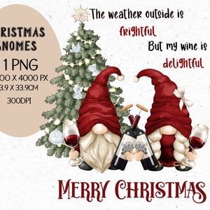 Wine Delightful | Gnome Christmas Sublimation PNG | Christmas | humour | digital download | instant download | red wine