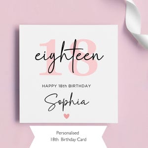 Personalised 18th Birthday Card, 18th Birthday Card, Eighteenth Birthday, Milestone Card