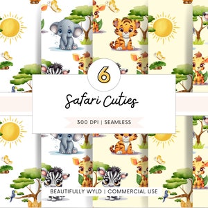 Safari Animals Digital Papers  | Digital Download | Instant Download | Seamless Patterns | JPG