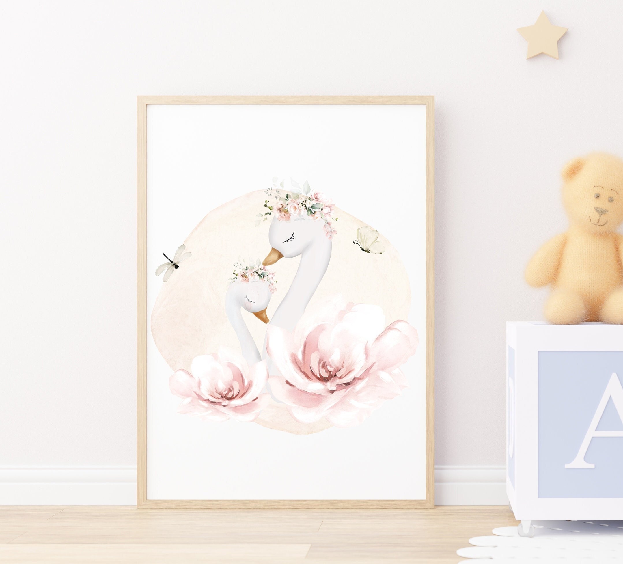 Swan Nursery Wall Art | Nursery Print | Girls Room | Baby Girl Gift ...