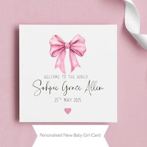 Personalised New Baby Girl Card, Baby Girl