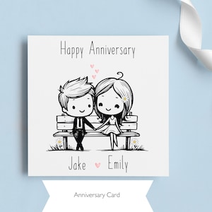 Personalised Anniversary Card, Cute Anniversary Card