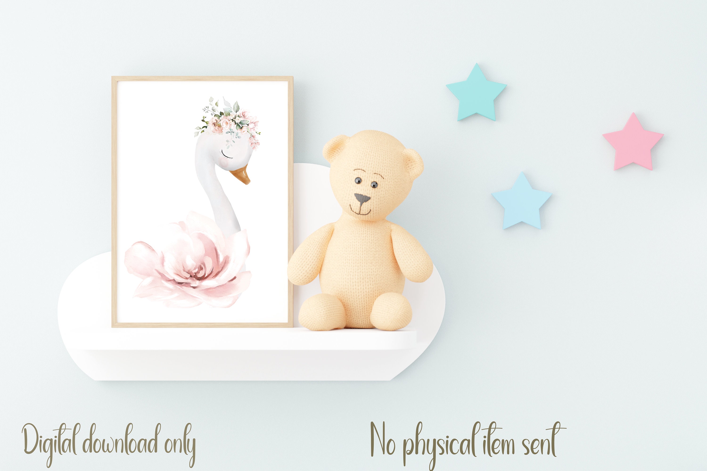 Swan Printable | Nursery Wall Art | Cute | Pink | Girls Room Decor | A4 ...