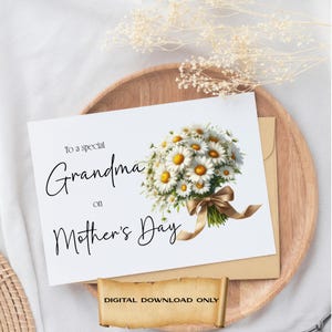 Tarjeta imprimible para el Día de la Madre - Abuela especial - Descarga digital - Descarga instantánea - Imprimir-Cortar-Doblar - Tamaño de la tarjeta: 7 x 5 pulgadas