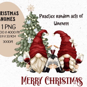 Random Act of Wineness | Gnome Christmas Sublimation PNG | Christmas | humour | digital download | instant download | red wine