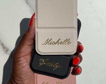 Personalized Bridesmaid Gift, Hand-Lettered Gold Foil Compact Mirror, Folding Makeup Tabletop Mirror