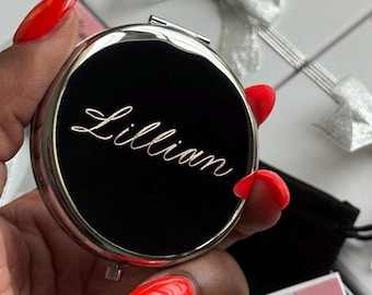 Personalized Bridesmaid Gift, Custom Engraved Compact Mirrors, Available in Gold and Silver, Ready to Gift