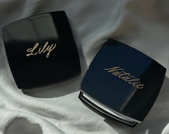 Custom Engraved Compact Mirror, Personalized Bridesmaid Proposal Gift, Wedding Favor Keepsake
