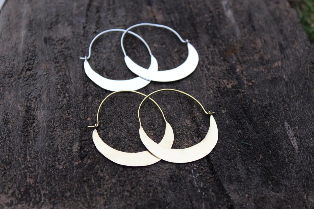 Hammered Half Moon Earrings