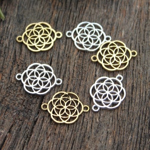 Circle of Life Charms,Brass Mandala Pendant,Seed of Life Charms ,Ethnic Jewelry,Macrame Charms, Chakras Pendant,Jewelry Making Charms,BC 15 image 7