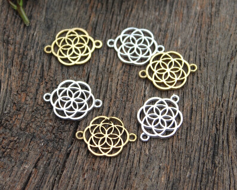 Circle of Life Charms,Brass Mandala Pendant,Seed of Life Charms ,Ethnic Jewelry,Macrame Charms, Chakras Pendant,Jewelry Making Charms,BC 15 image 7