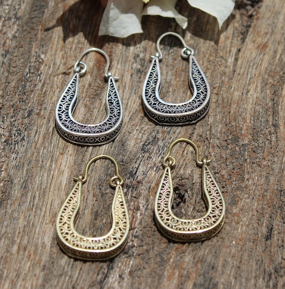 Tiny Tribal Earrings,Traditional Brass Earrings,Handmade Earrings,Tribal Earrings,Boho Earrings,Boho Jewelry,Ethnic Earrings,Gift forher,E94