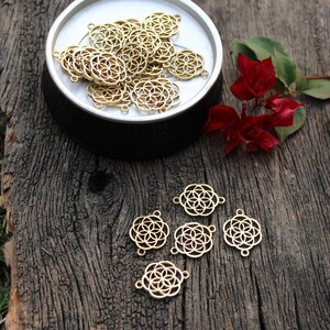 Circle of Life Charms,Brass Mandala Pendant,Seed of Life Charms ,Ethnic Jewelry,Macrame Charms, Chakras Pendant,Jewelry Making Charms,BC 15 image 3