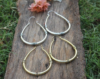Big Hoop Brass Earrings,Mandala Earrings,Boho Earrings,Hoop Earrings,Big Brass Earrings,Tribal Earrings,Ethnic earrings,gift for her