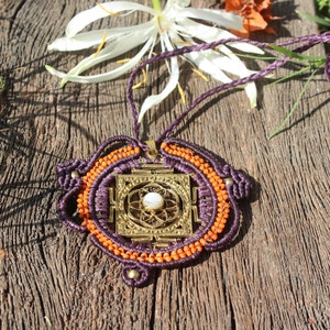 Seed of Life Macrame Necklace,Labradorite Necklace,Flower of Life Macrame Pendant,Macrame Jewelry,Sacred Geometry Necklace,Gift for her,NM