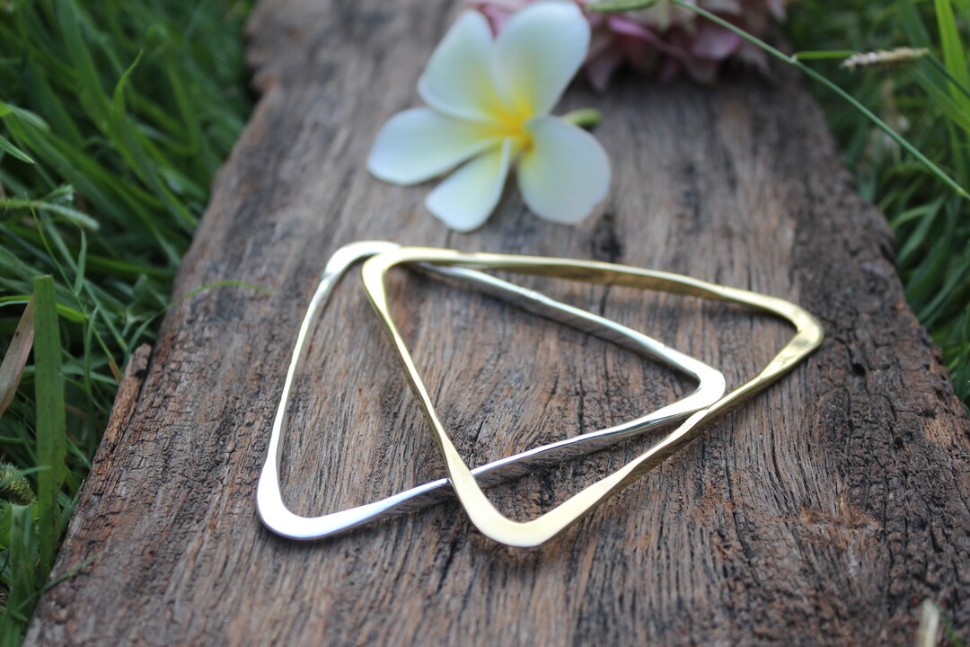 Triangle Bangles Geometric Bangle,triangle Bangle,hammered Bracelet,brass Jewelry for ...