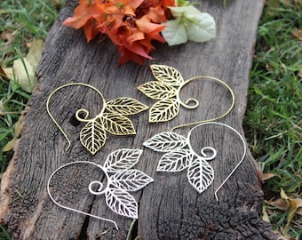 Big Spiral Earrings,Spiral Leaf Earrings,Statement Earrings,Ethnic Earrings,Boho Earrings,Nature Inspired, Brass Earrings,Gift for her