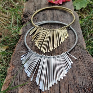 Ethnic Tribal Brass Choker,Flexible Brass Choker,Boho Brass Choker Necklace,Brass Cuff Necklace,Collar Necklace,Silver Necklace,Gift For her