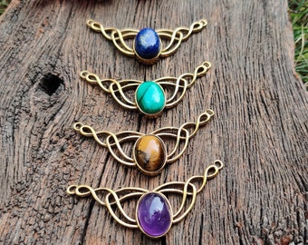 Colgante de lapislázuli, colgante de amatista, colgante de ojo de tigre, dijes geométricos, dijes grandes, dijes de macramé, dijes de piedra, colgante de latón, dijes para bisutería