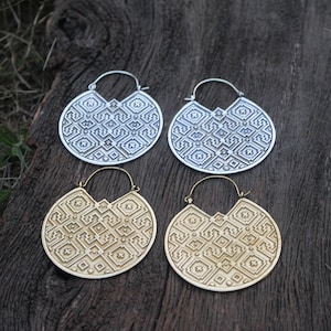 Big Engraved Earrings,Hoop Earrings,Boho Earrings,Tribal Earrings,Festival jewelry,Ethnic Earrings,Brass Earrings,Gypsy gift for her,E124