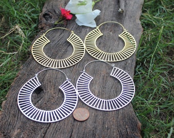 Big Hoop Brass Earrings,Mandala Earrings,Boho Earrings,Hoop Earrings,Big Brass Earrings,Tribal Earrings,Ethnic earrings,gift for her