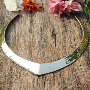 Hammered Flexible Tribal Brass Choker,Ethnic Brass Choker Necklace, Brass Cuff Necklace,Collar Necklace,Silver Choker necklace,For her,C04