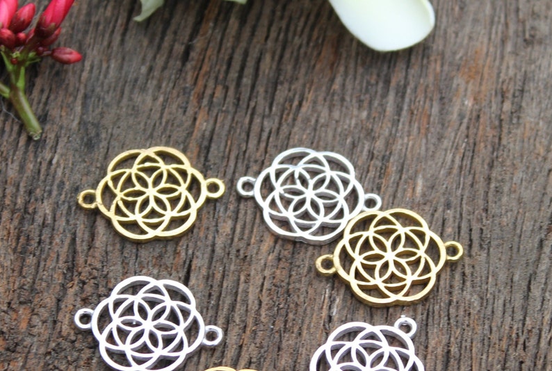 Circle of Life Charms,Brass Mandala Pendant,Seed of Life Charms ,Ethnic Jewelry,Macrame Charms, Chakras Pendant,Jewelry Making Charms,BC 15 image 2