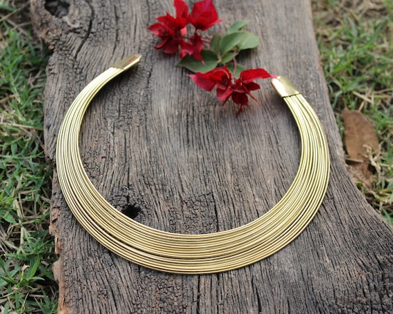 Multiple Bangle Brass Choker,flexible Tribal Brass Choker,ethnic