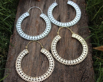 Big Hoop Brass Earrings,Mandala Earrings,Boho Earrings,Hoop Earrings,Big Brass Earrings,Tribal Earrings,Ethnic earrings,gift for her