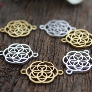 Circle of Life Charms,Brass Mandala Pendant,Seed of Life Charms ,Ethnic Jewelry,Macrame Charms, Chakras Pendant,Jewelry Making Charms,BC 15 image 1