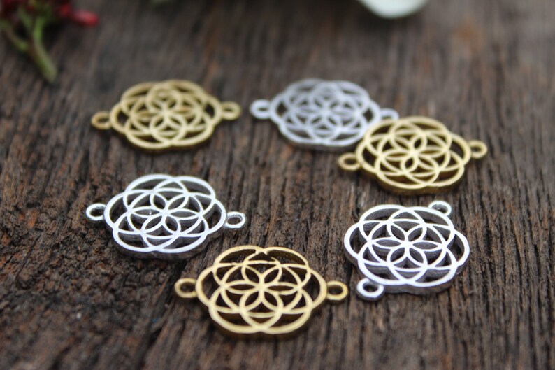 Circle of Life Charms,Brass Mandala Pendant,Seed of Life Charms ,Ethnic Jewelry,Macrame Charms, Chakras Pendant,Jewelry Making Charms,BC 15 image 1