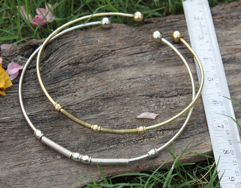 Flexible Tribal Brass Choker Ethnic Brass Choker Necklace Etsy