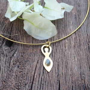 Goddess Necklace,Moonstone Necklace,Labradorite Necklace,Brass Choker Necklace,Statement Necklace,Wire Choker Necklace,Gift For her