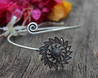 Mandala Arm Band,Labradorite Arm Cuff,Armlet,Brass Arm Cuff,Silver Arm Band,Adjustable Arm Cuff,Silver Arm Cuff,Tribal Jewelry,Gift for her