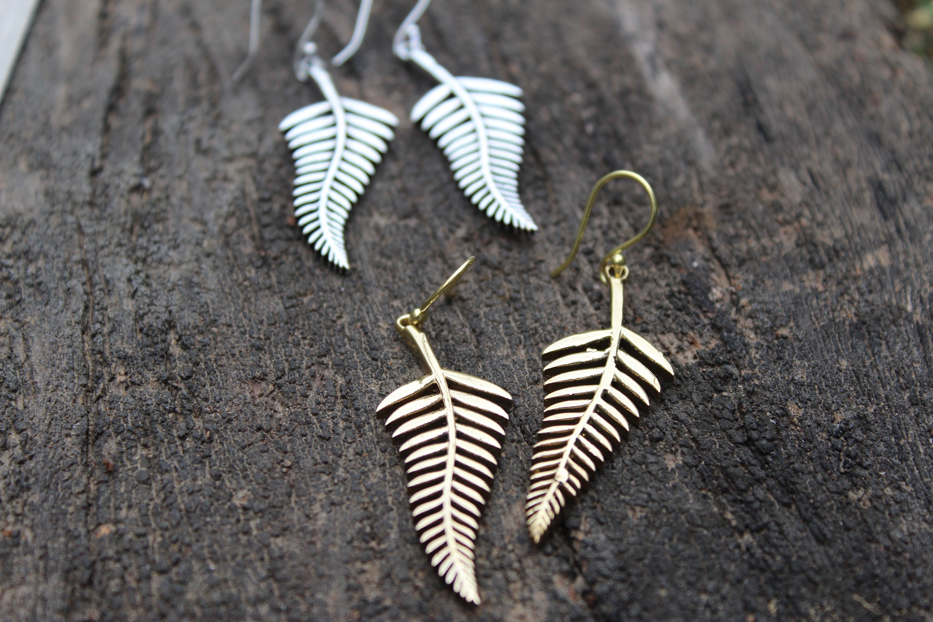 Open Fern Earringsnew Zealand Based Earringsbrass Etsy