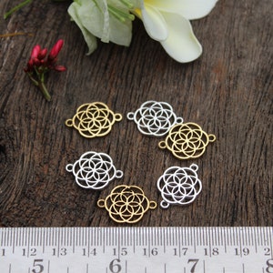 Circle of Life Charms,Brass Mandala Pendant,Seed of Life Charms ,Ethnic Jewelry,Macrame Charms, Chakras Pendant,Jewelry Making Charms,BC 15 image 5