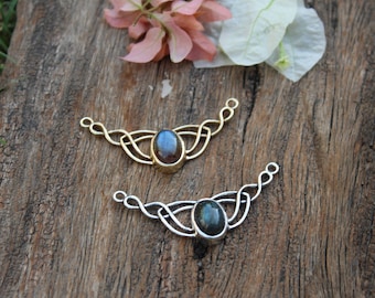 Colgante de piedra lunar, colgante de labradorita, dijes geométricos, dijes grandes, dijes de macramé, dijes de piedra, colgante de latón, dijes para bisutería