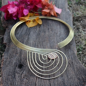 Ethnic Tribal Brass Choker,Flexible Brass Choker,Vintage Brass Choker Necklace,Brass Cuff Necklace,Collar Necklace,Gold Choker,For her,C11