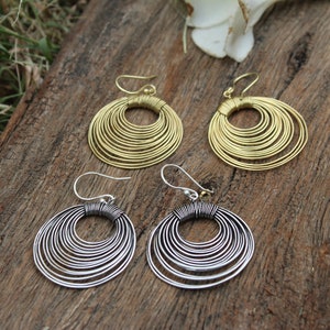 Wire Earrings,Brass Earrings,Dangle Drop Earrings,Handmade Earrings,Boho Jewelry,Ethnic Earrings,Statement Earrings,Gift for her E154