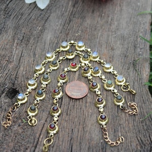 Månstensarmband, Granatarmband, Labradoritarmband, Mässingsberlocksarmband, Stenarmband, Tribalarmband, Etniskt armband, Present till henne