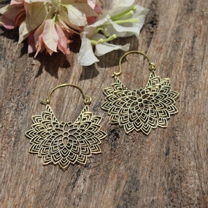 Mandala Hoop Earrings,Tribal Earrings,Boho Earrings,Hoop Earrings,Ethnic Earring,Handmade Jewelry, Festival Jewelry,Gift for her,E111