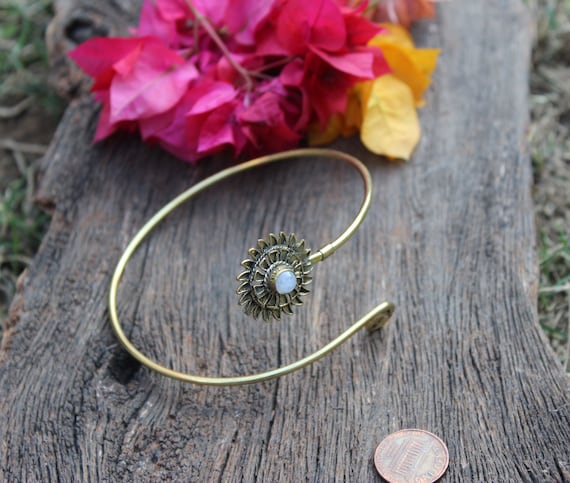 Mandala Arm Band,moonstone Arm Cuff,armlet,brass Arm Cuff,silver